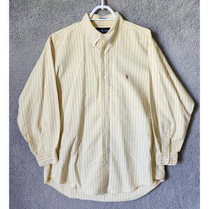 Ralph Lauren Classic Fit Yellow Striped Long Sleeve Button Down Shirt Size 16.5